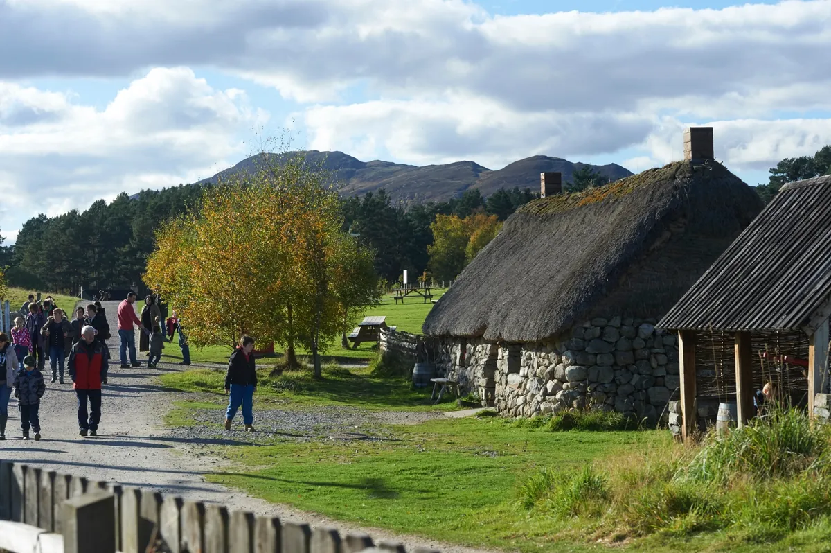 The reconstructed 1700s township at the Highland Folk Museum