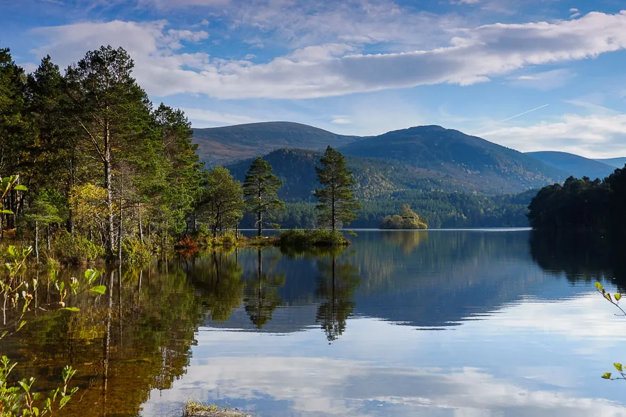 Loch an Eilein with the ruined castle on the island